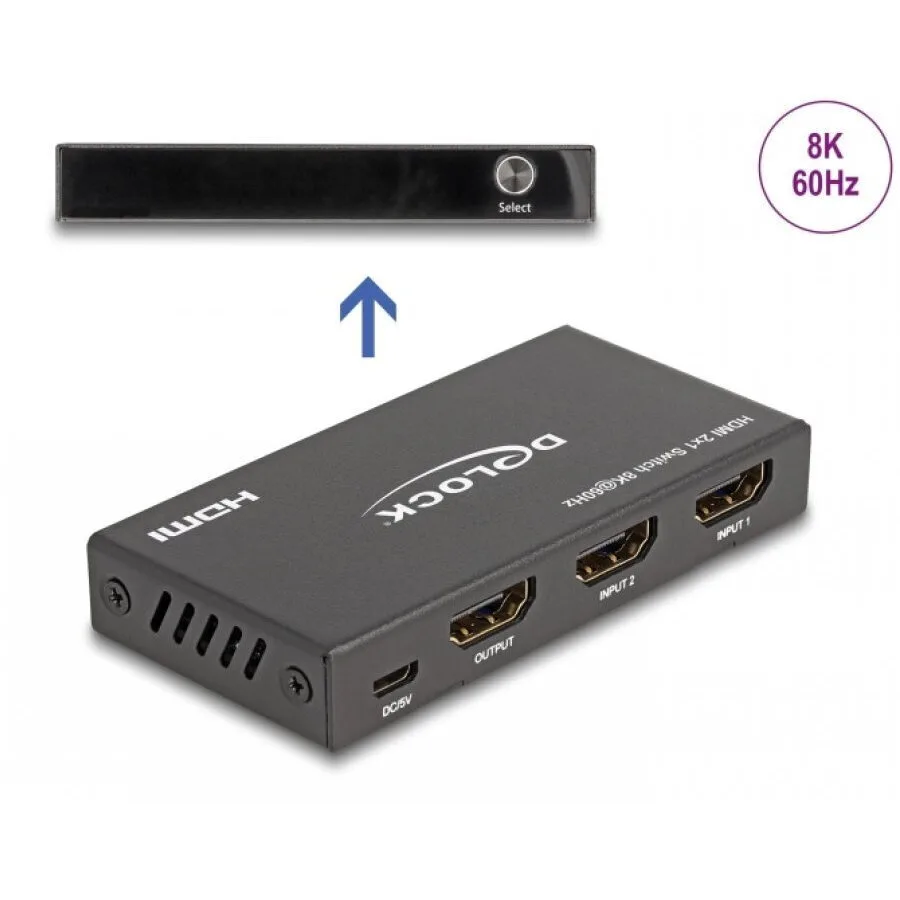 Delock Hdmi Switch 2 Ports 8k60hz/4k144hz Delock 18607 - Image 1