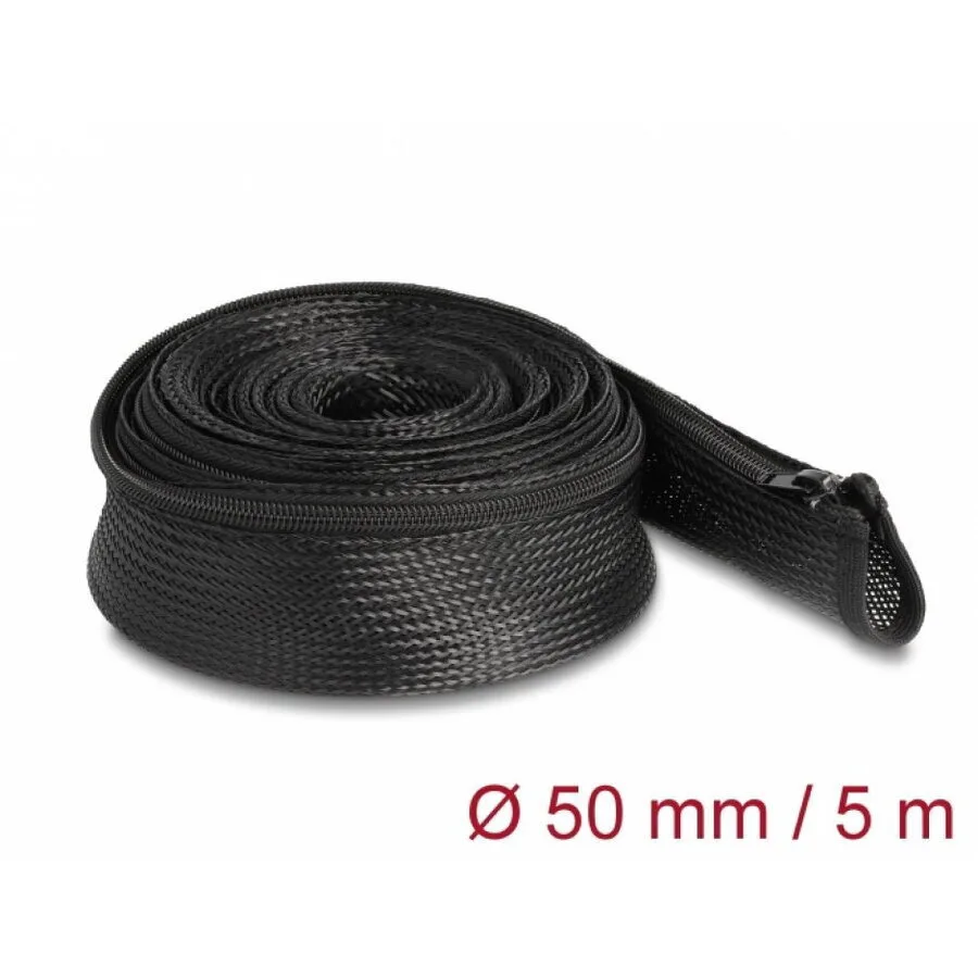 Delock Heat-resistant Braided Sleeve Zipper 5m X 50mm Black Delock 19173 - Image 1