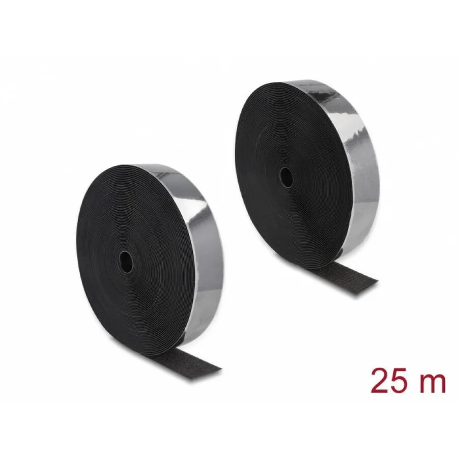 Delock Hook--loop Roll 25m X 50mm Heavy-duty Black Delock 20862 - Image 1