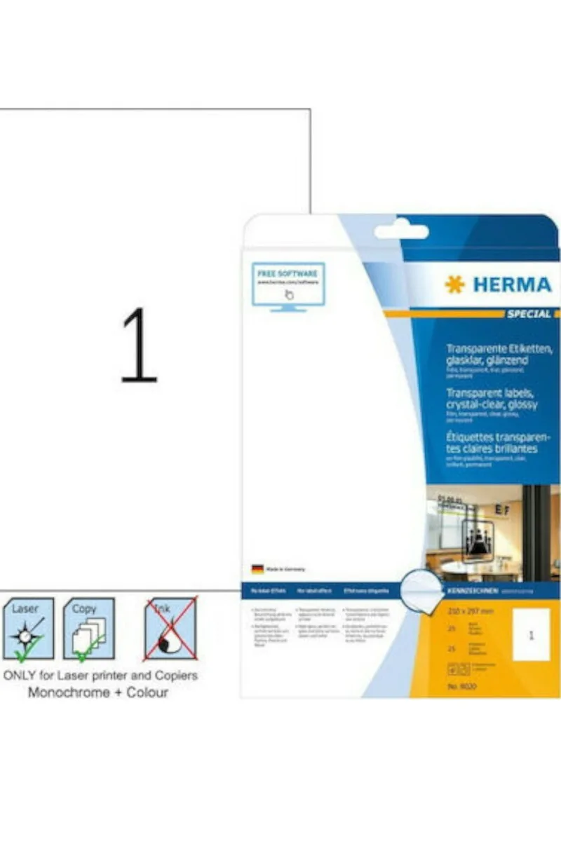 20251002094656_herma_25_aytokollites_etiketes_a4_orthogonies_8020_210x297mm.jpeg Herma 25 Αυτοκόλλητες Ετικέτες Α4 Ορθογώνιες 8020 210x297mm - Image 1