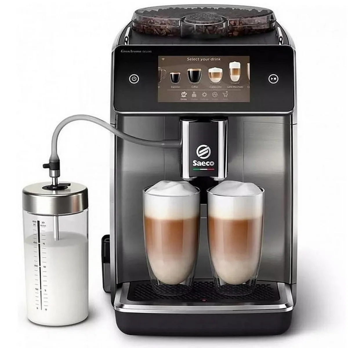 Saeco GranAroma Deluxe Αυτόματη Μηχανή Espresso 1500W Πίεσης 15bar για Cappuccino με Μύλο Άλεσης Μαύρο/Ασημί - Image 1