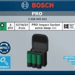 Bosch Καρυδάκια Αέρος με Καρέ Υποδοχής 1/2" Σετ 3τμχ 2608003033