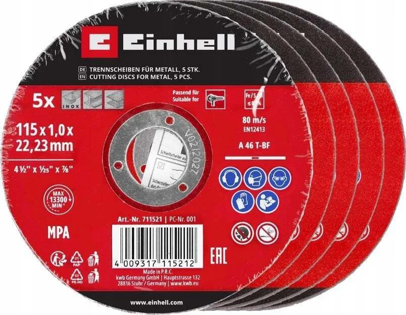 20251010105923_einhell_diskos_kopis_metallou_5tmch_49711521.jpeg Einhell Δίσκος Κοπής Μετάλλου 5τμχ 49711521 - Image 1