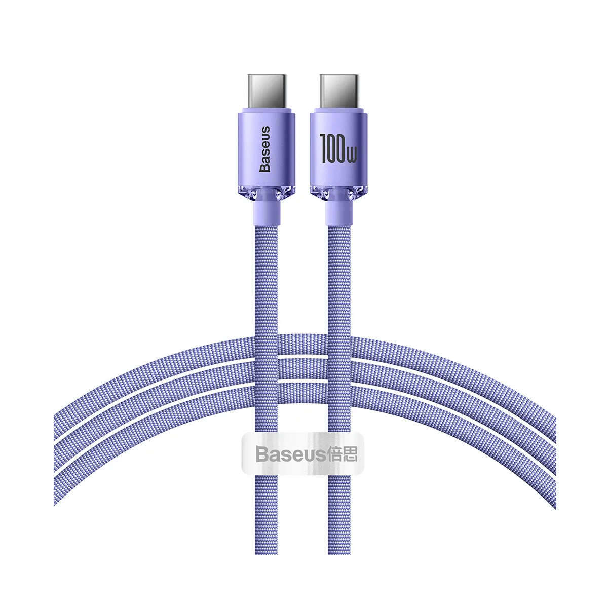 Baseus Crystal Shine Braided USB 2.0 Cable USB-C male - USB-C 100W PD Μωβ 1.2m CAJY000605-102 - Image 1