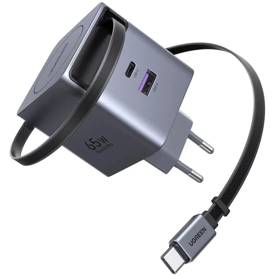 Ugreen Φορτιστής με Θύρα USB-A και Θύρα USB-C και Καλώδιο USB-C 65W Power Delivery Γκρι (X615) - Image 1