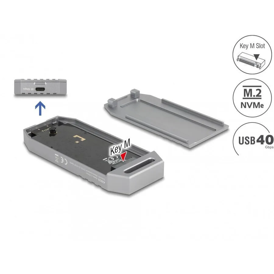 DeLock External Θήκη για Σκληρό Δίσκο M.2 SATA III NVME με σύνδεση USB 3.2 σε Γκρι χρώμα 42033 - Image 1