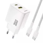 Dudao Φορτιστής GaN με Θύρα USB-A και Θύρα USB-C και Καλώδιο USB-C - USB-C 35W Power Delivery Λευκός (A27 MaxC)