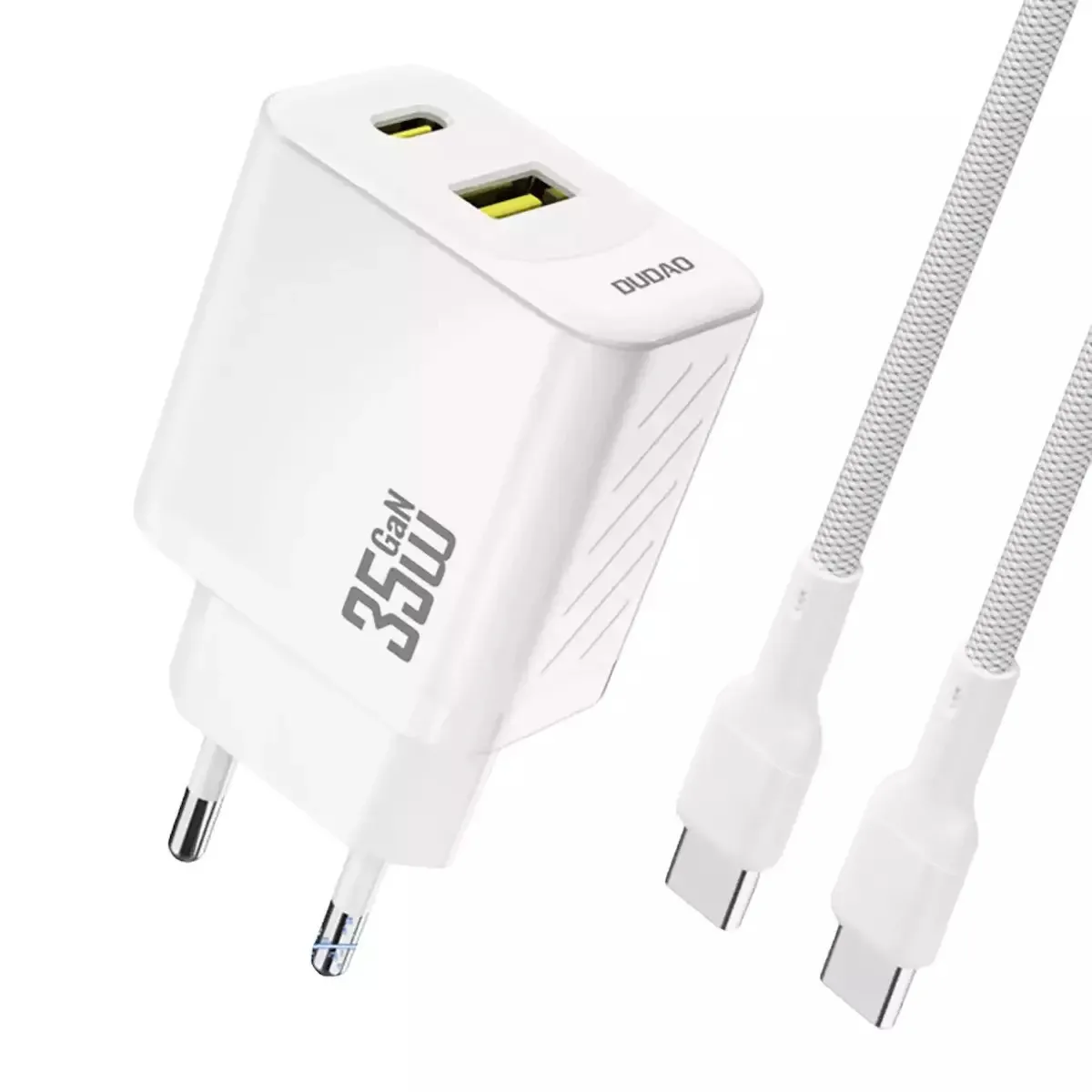 20251020164806_dudao_fortistis_gan_me_thyra_usb_a_kai_thyra_usb_c_kai_kalodio_usb_c_usb_c_35w_power_delivery_leykos_a27_maxc.jpeg Dudao Φορτιστής GaN με Θύρα USB-A και Θύρα USB-C και Καλώδιο USB-C - USB-C 35W Power Delivery Λευκός (A27 MaxC) - Image 1