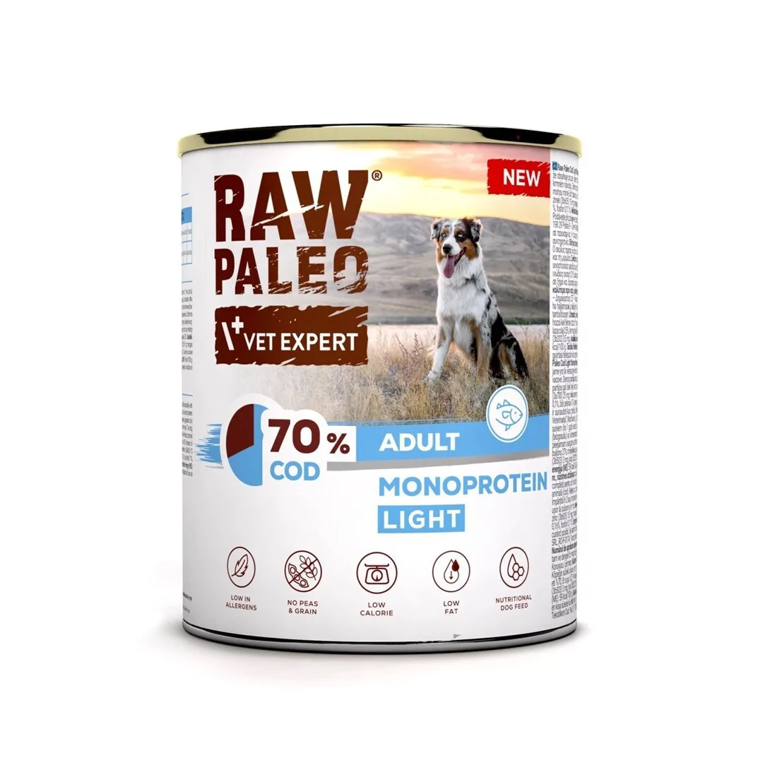 Vetexpert Raw Paleo Cod Light Monoprotein Wet Dog Food 800g - Image 1