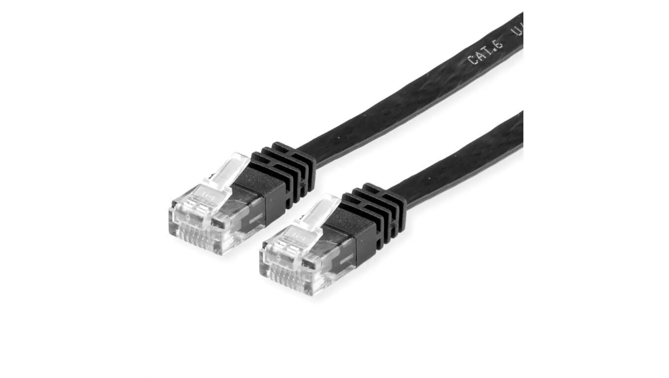 Value Flat U/UTP Cat.6 (Gigabit) Καλώδιο Δικτύου Ethernet 0.5m Μαύρο 21.99.0960 - Image 1