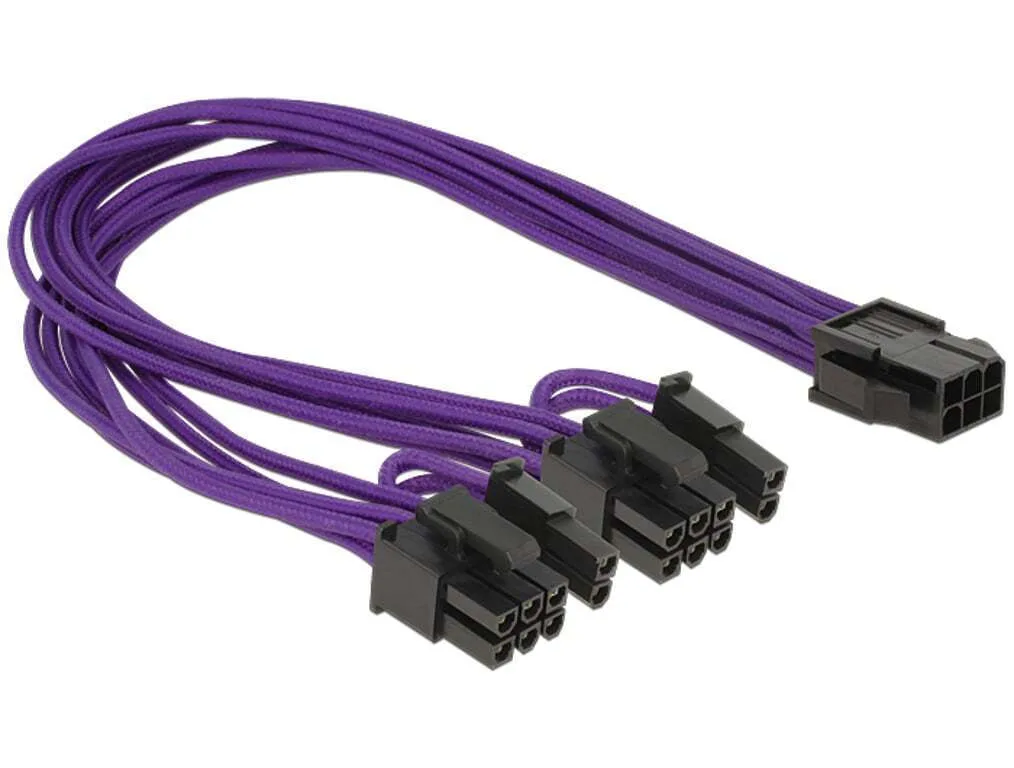 DeLock 6-Pin PCIe - 6+2 Pin PCIe Cable 0.3m Μωβ 83704 - Image 1