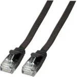 EFB Flat U/UTP Cat.6a (Gigabit) Καλώδιο Δικτύου Ethernet 0.25m Μαύρο K8107SW.0,25