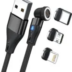 RealPower Magnetic USB to Lightning / Type-C / micro USB Cable Μαύρο 2m (439643)