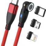 RealPower Magnetic USB to Lightning / Type-C / micro USB Cable Κόκκινο 1m (439625)