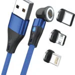 RealPower Magnetic USB to Lightning / Type-C / micro USB Cable Μπλε 2m (439646)