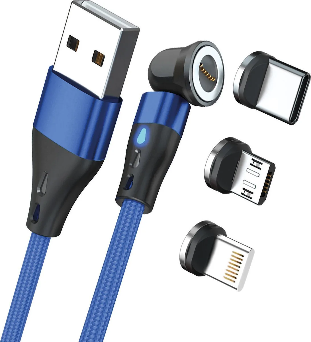 RealPower Magnetic USB to Lightning / Type-C / micro USB Cable Μπλε 2m (439646) - Image 1