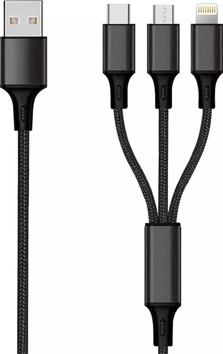 20251106163227_2go_regular_usb_to_lightning_type_c_micro_usb_cable_mayro_3m_797154.jpeg 2GO Regular USB to Lightning / Type-C / micro USB Cable Μαύρο 3m (797154) - Image 1