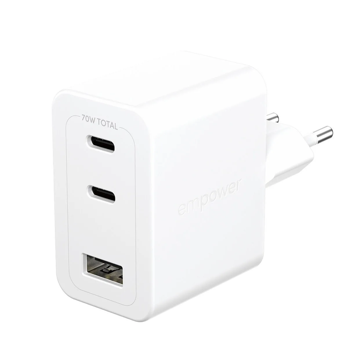 Empower by PanzerGlass Φορτιστής Χωρίς Καλώδιο με Θύρα USB-A και 2 Θύρες USB-C 70W Power Delivery Λευκός (Empower) - Image 1
