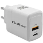 Qoltec Φορτιστής Χωρίς Καλώδιο GaN με Θύρα USB-A και Θύρα USB-C 35W Power Delivery / Quick Charge 3.0 Λευκός (51824)