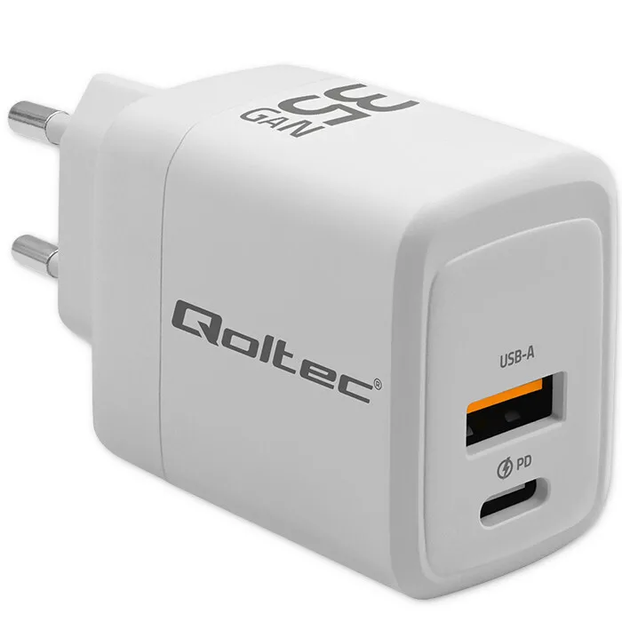 20251111153208_qoltec_fortistis_choris_kalodio_gan_me_thyra_usb_a_kai_thyra_usb_c_35w_power_delivery_quick_charge_3_0_leykos_51824.jpeg Qoltec Φορτιστής Χωρίς Καλώδιο GaN με Θύρα USB-A και Θύρα USB-C 35W Power Delivery / Quick Charge 3.0 Λευκός (51824) - Image 1