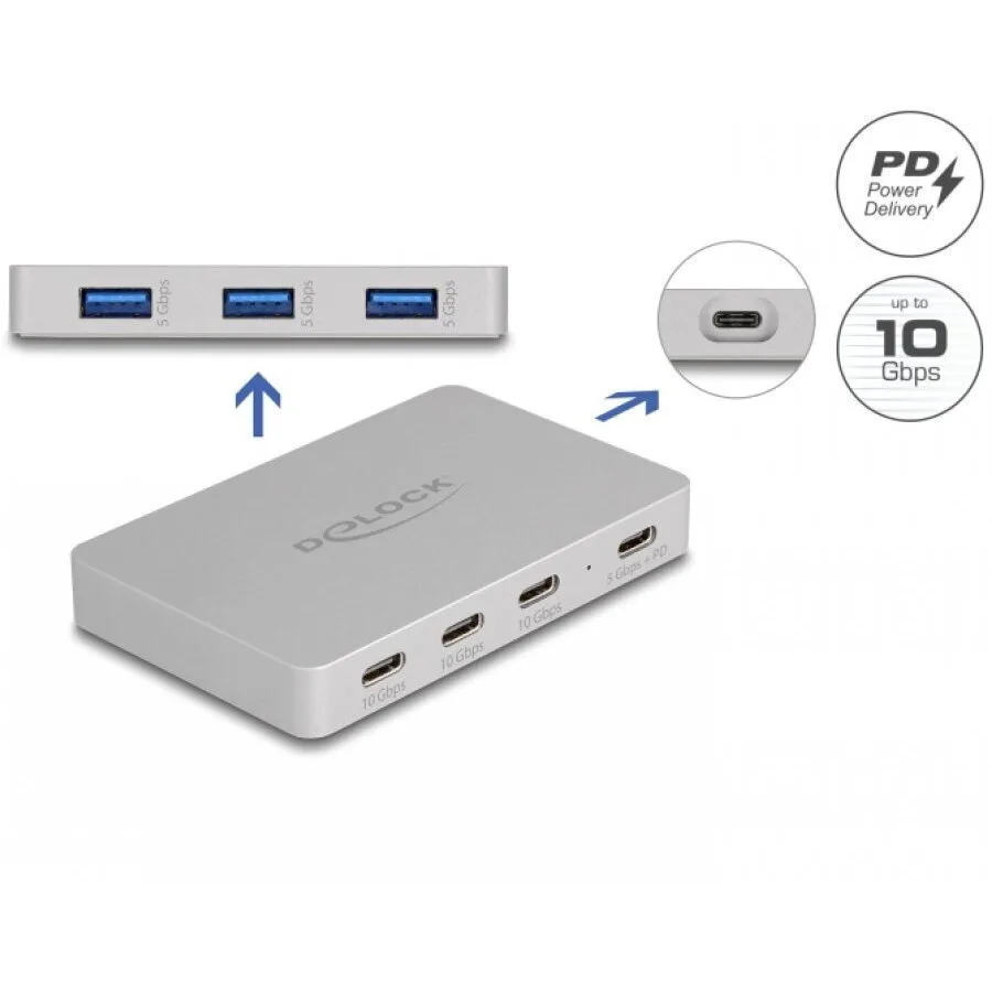 20251114123840_delock_64279_usb_3_2_hub_7_thyron_me_syndesi_usb_c_64279.jpeg DeLock 64279 Hub 7 Θυρών USB 3.2 με σύνδεση USB-C Λευκό 64279 - Image 1