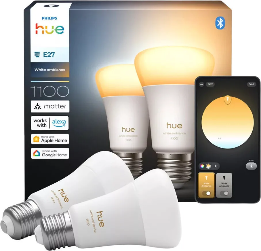 Philips Smart Λάμπες LED 8.1W για Ντουί E27 και Σχήμα A60 Θερμό Λευκό 1100lm Dimmable 2τμχ 929003854902 - Image 1