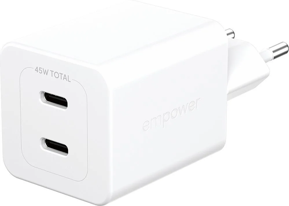 Empower by PanzerGlass Φορτιστής Χωρίς Καλώδιο GaN με 2 Θύρες USB-C 45W Ασημί (EM58685) - Image 1