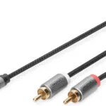 Digitus Καλώδιο Ήχου 3.5mm male - 2x RCA male Μαύρο 1m DB-510330-010-S