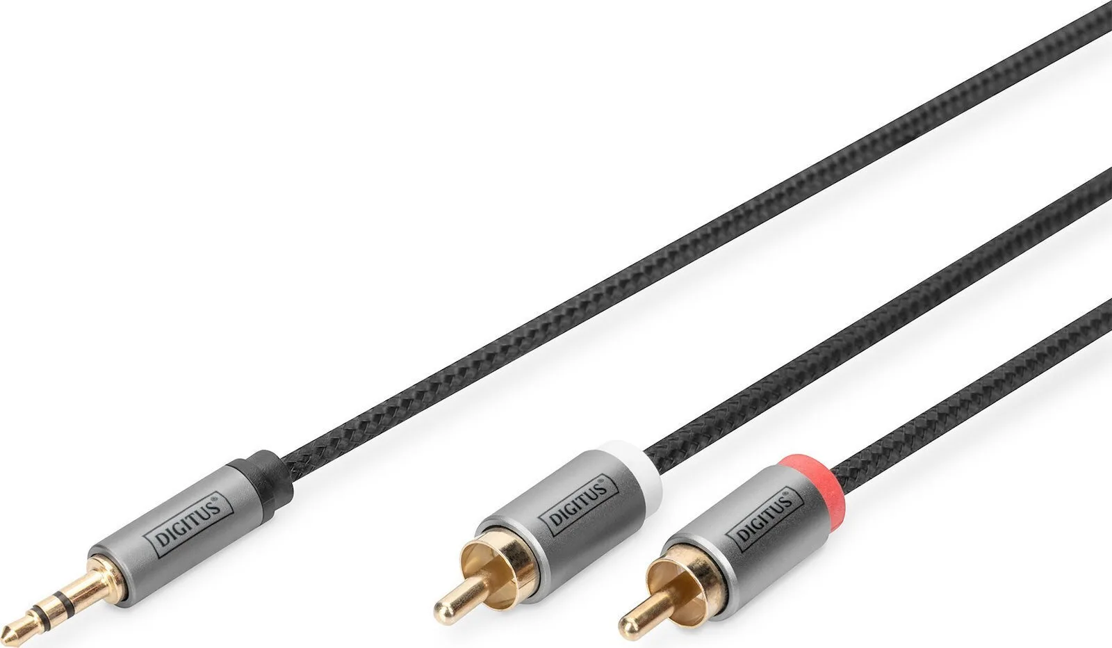 Digitus Καλώδιο Ήχου 3.5mm male - 2x RCA male Μαύρο 1m DB-510330-010-S - Image 1