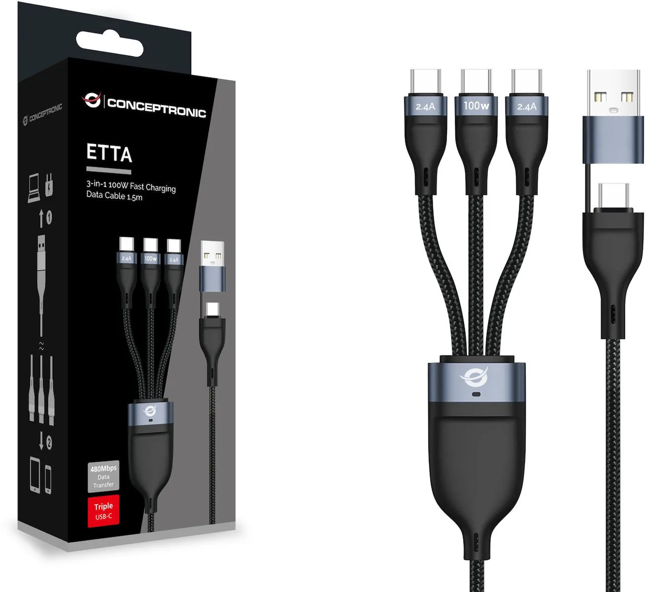 20251119173423_c7c53441.jpeg Conceptronic Regular USB to Type-C Cable 5A Μαύρο 1.5m ETTA06B15C - Image 1