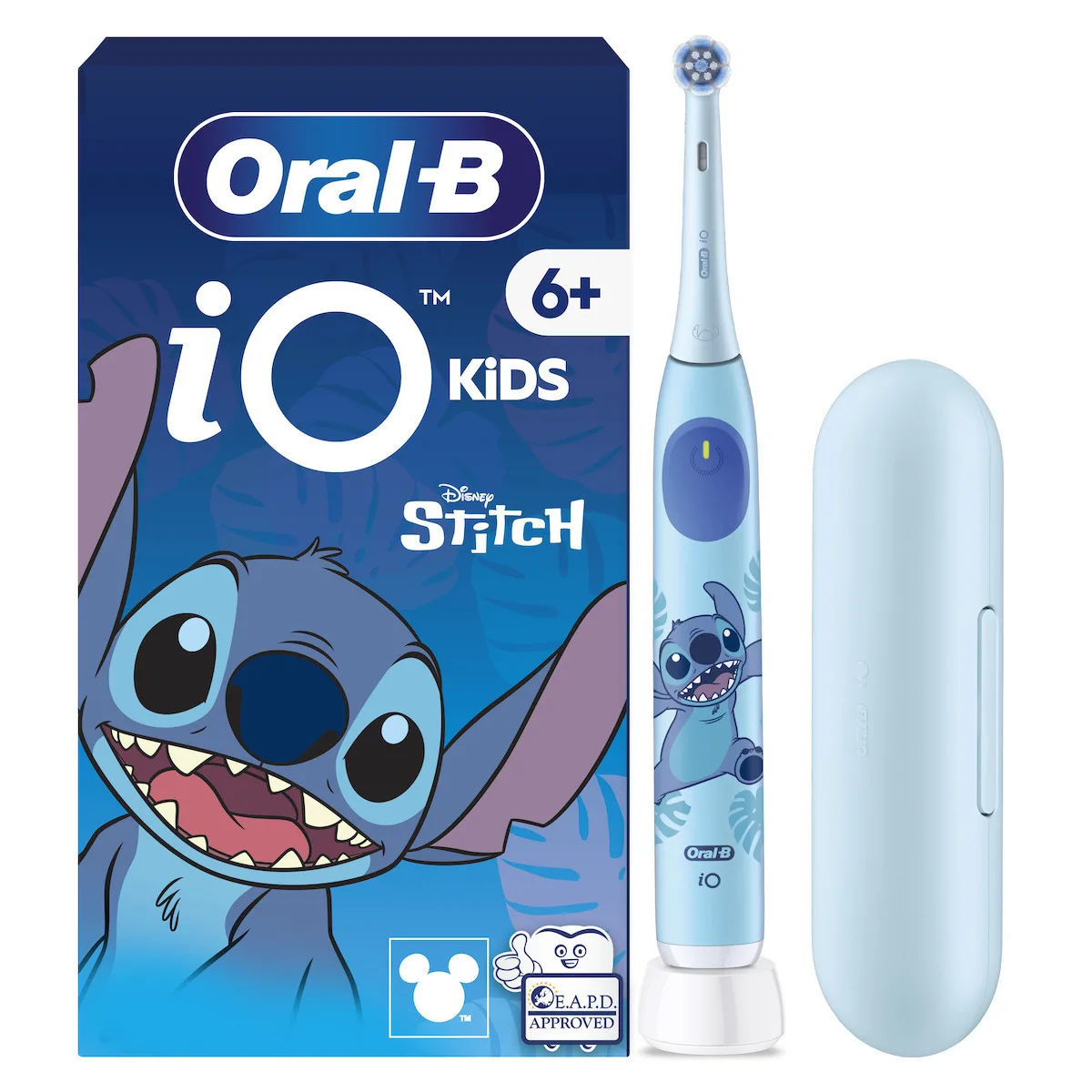 20251124144224_oral_b_io_kids_disney_stitch_ilektriki_odontovourtsa_1_kefali_odontovourtsas_1_thiki_taxidiou.jpeg Oral-B iO Kids Παιδική Ηλεκτρική Οδοντόβουρτσα με Χρονόμετρο για 6+ Χρονών Stitch με Θήκη Ταξιδίου - Image 1
