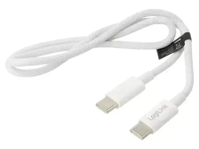 Usb 2.0 C Cable Usb C 0.5m 3a 60w White 480mbps Data Charging Logilink Cu0340 - Image 1
