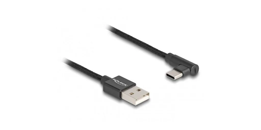 DeLock Braided USB 2.0 Cable USB-C male - USB-A Μαύρο 0.5m 80029 - Image 1