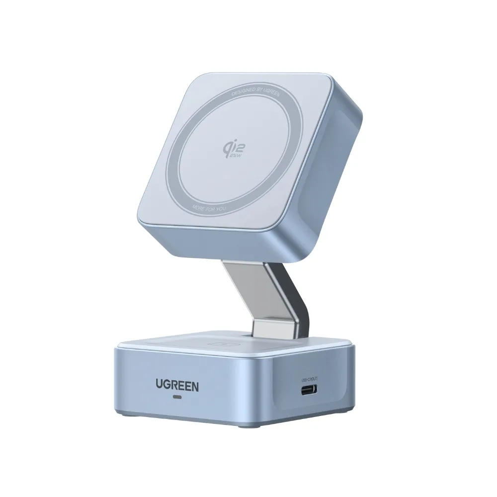 Ugreen Ασύρματος Φορτιστής Qi2 GaN με Θύρα USB-C και Καλώδιο USB-C 25W Γκρι (W752) - Image 1