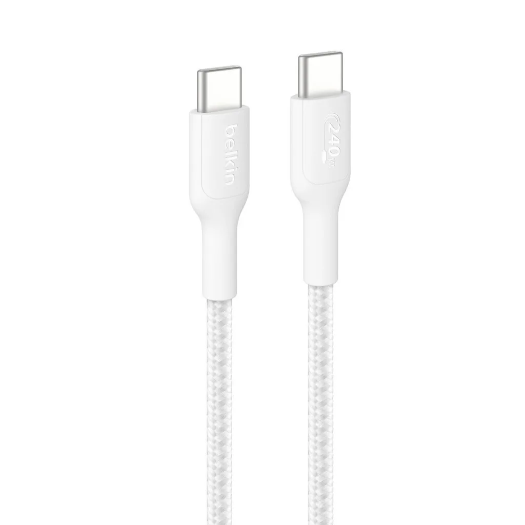 20251212085909_belkin_braided_usb_2_0_cable_usb_c_male_usb_c_240w_leyko_1m_cab025hq1mwh.jpeg Belkin Braided USB 2.0 Cable USB-C male - USB-C 240W PD Λευκό 1m CAB025HQ1MWH - Image 1