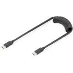 Digitus Spiral USB 2.0 Cable USB-C male - USB-C 60W PD Μαύρο 1m AK-300431-006-S