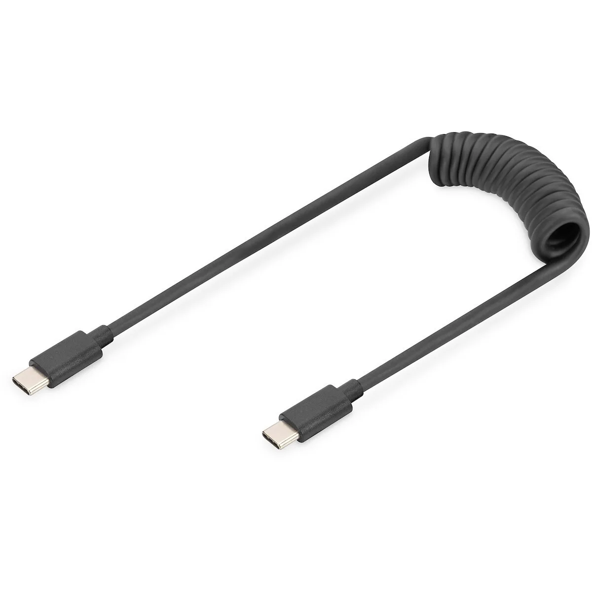 20251212094917_digitus_spiral_usb_2_0_cable_usb_c_male_usb_c_60w_mayro_1m_ak_300431_006_s.jpeg Digitus Spiral USB 2.0 Cable USB-C male - USB-C 60W PD Μαύρο 1m AK-300431-006-S - Image 1