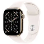 Apple Watch Series 11 Cellular Titanium 46mm Αδιάβροχο με eSIM και Παλμογράφο (Gold Titanium Case with Light Blush Sport Band - M/L)