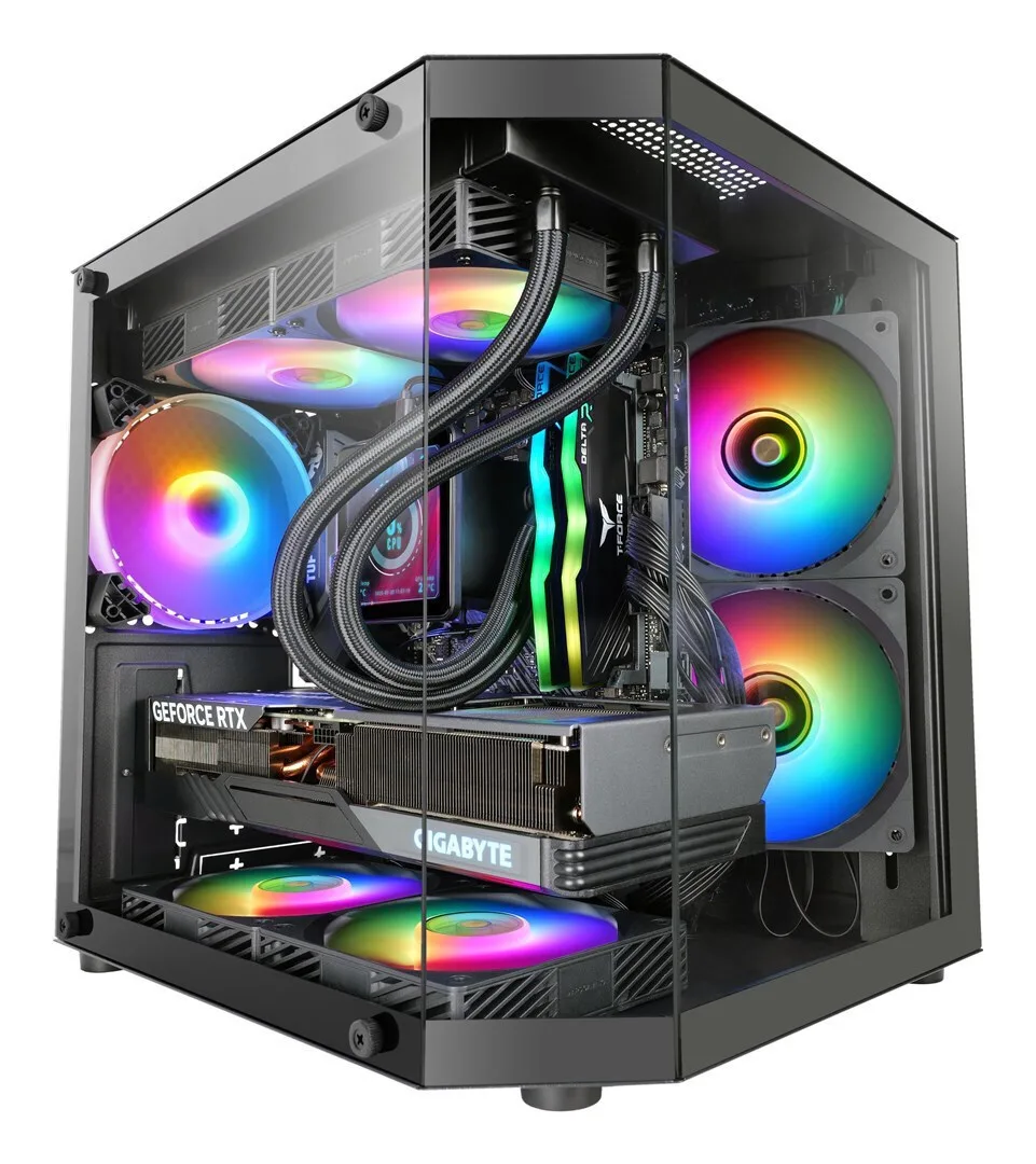 Tacens MARS MC-3TLITE Gaming Mini Tower Κουτί Υπολογιστή με Πλαϊνό Παράθυρο και ARGB Φωτισμό Μαύρο - Image 1