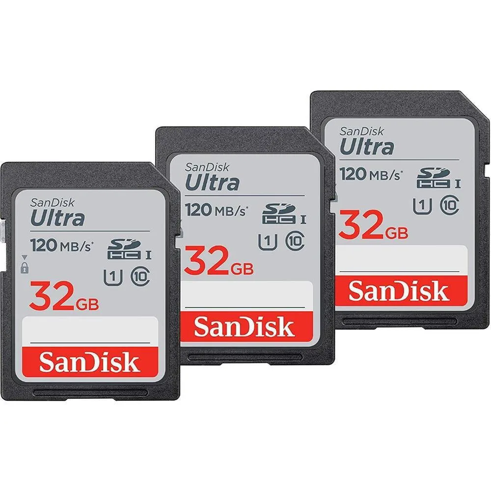 20260107094114_sandisk_ultra_3_pack_sdhc_32gb_class_10_u1_uhs_i.jpeg Sandisk Ultra 3-Pack SDHC 32GB U1 UHS-I 120MB/s - Image 1