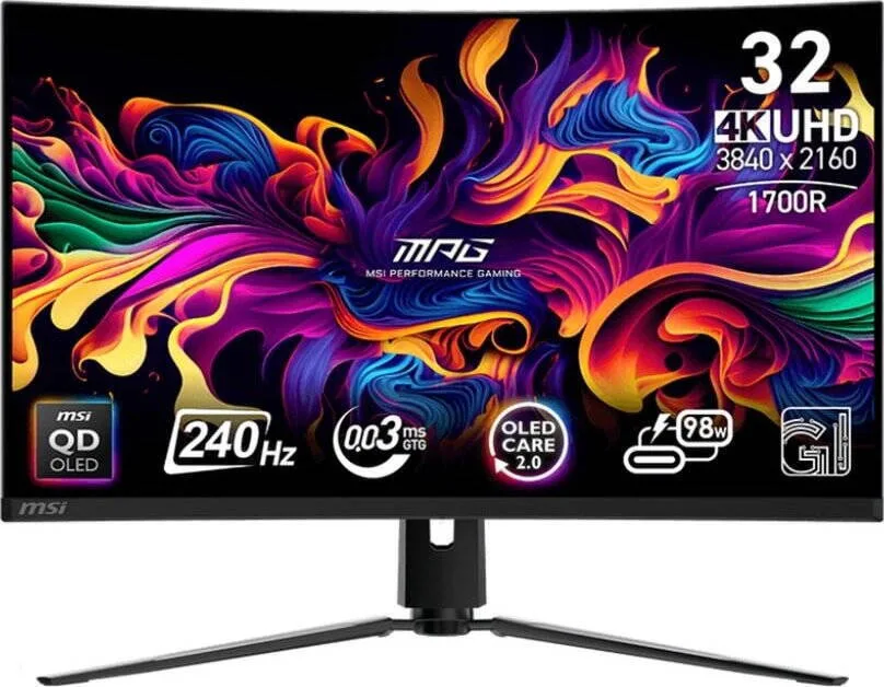 MSI MPG 321CURXDE QD-OLED HDR Curved Gaming Monitor 31.5" 4K 3840x2160 240Hz με Χρόνο Απόκρισης 0.03ms GTG - Image 1