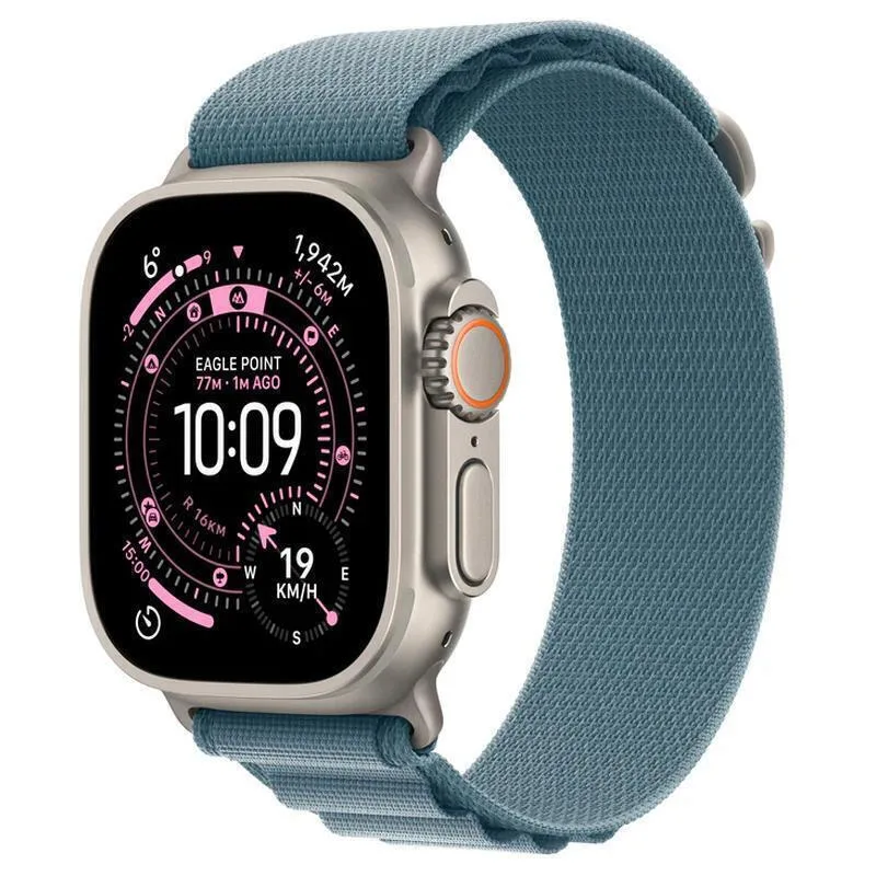 Apple Watch Ultra 3 Titanium 49mm Αδιάβροχο με eSIM και Παλμογράφο (Natural Titanium Case with Light Blue Alpine Loop - Medium) - Image 1
