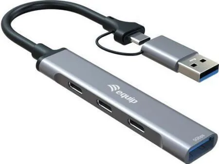 Equip Hub 4 Θυρών USB 3.2 με σύνδεση USB-A / USB-C Γκρι 128969 - Image 1