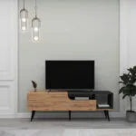 Μοντέρνο Έπιπλο Tv Ανθρακί Ράφια Ντουλάπια Αποθήκευσης 150x29x29cm