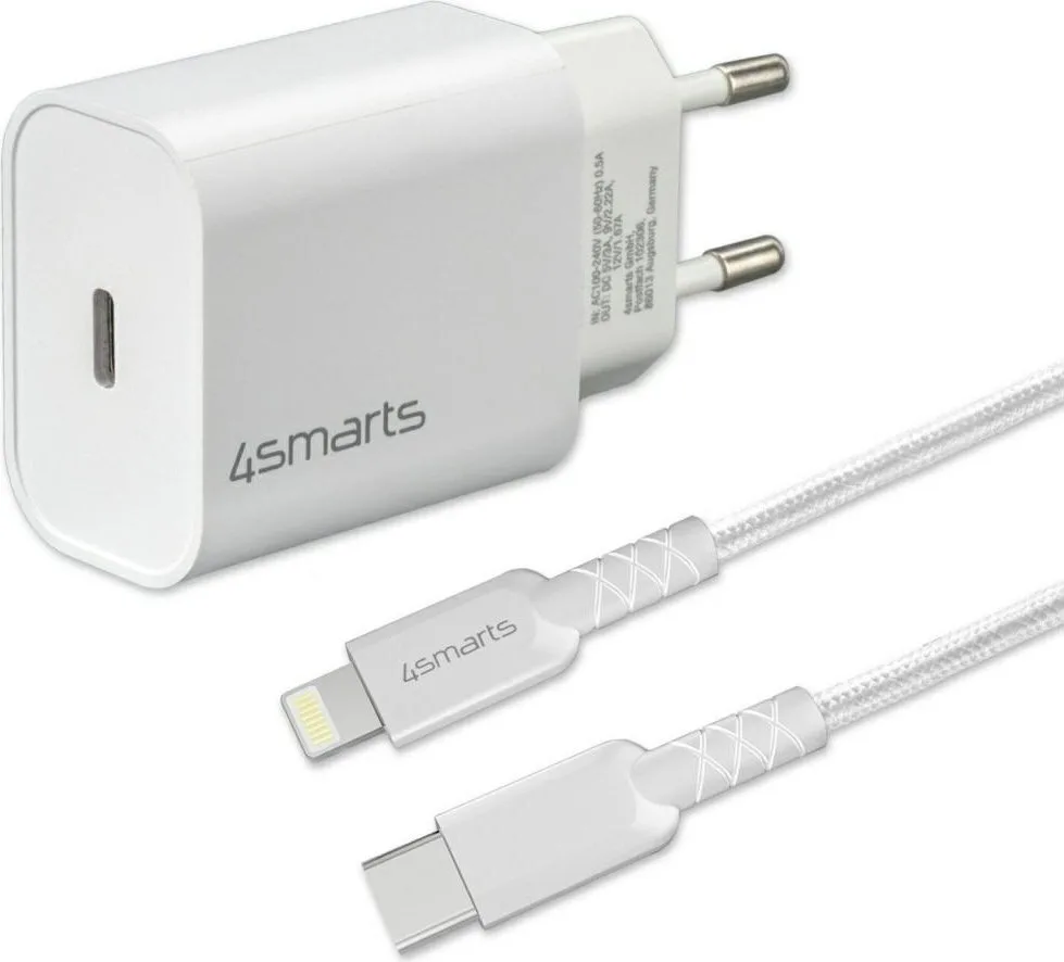 4Smarts Φορτιστής με Θύρα USB-C και Καλώδιο Lightning 20W Λευκός (4S465591) - Image 1