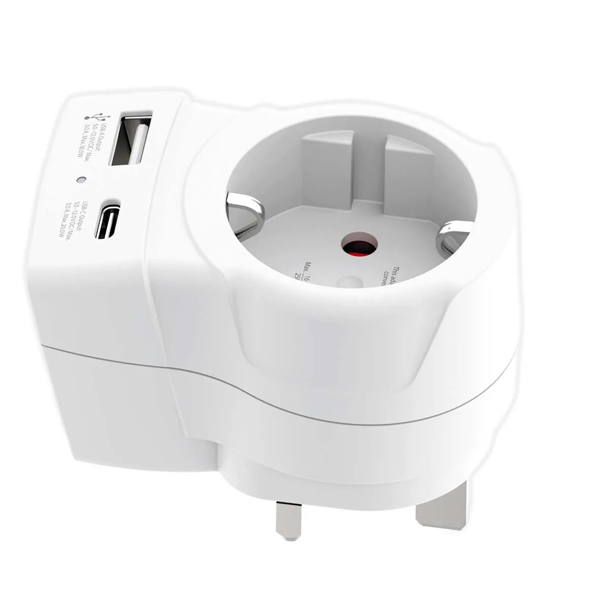 Skross United Kingdom Type G Travel Adapter Usb-a Usb-c 20w White - Image 1
