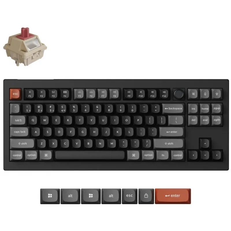 Keychron V3 Ultra 8K V3U-D1 Ασύρματο Gaming Μηχανικό Πληκτρολόγιο με Keychron Silk POM Red διακόπτες και RGB φωτισμό (Αγγλικό US) - Image 1