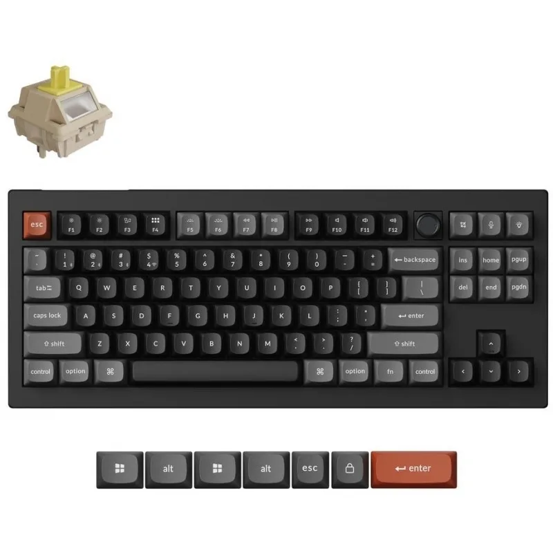 Keychron V3 Ultra 8K V3U-D4 Ασύρματο Gaming Μηχανικό Πληκτρολόγιο με Keychron Silk POM Banana διακόπτες και RGB φωτισμό (Αγγλικό US) - Image 1