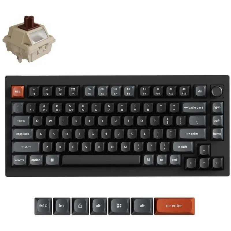 Keychron V1 Ultra 8K V1U-D3 Ασύρματο Gaming Μηχανικό Πληκτρολόγιο 75% με Keychron Silk POM Brown διακόπτες και RGB φωτισμό (Αγγλικό US) - Image 1