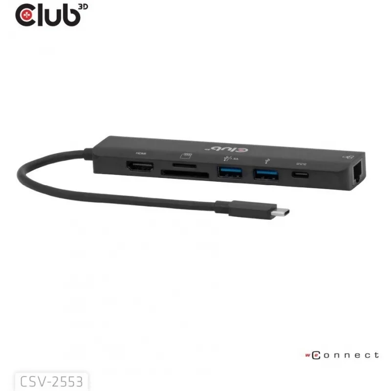 Club3D USB-C Docking Station με HDMI 4K PD Ethernet Μαύρο (CSV-2553) - Image 1